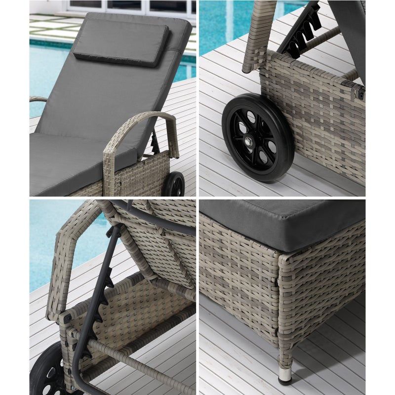 Milan High Quality Rattan Sun Lounger Day Bed | Adjustable Wicker Patio Pool Lounger