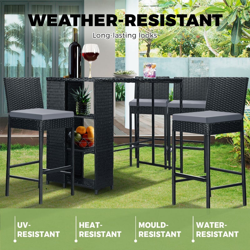 Biso Deluxe Outdoor Rattan Wicker Bar Sets | Weather Resistant Durable Rattan Bar Patio Sets