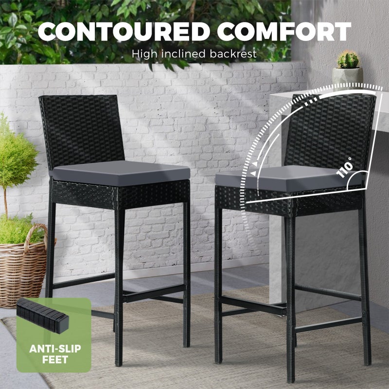 Biso Deluxe Outdoor Rattan Wicker Bar Sets | Weather Resistant Durable Rattan Bar Patio Sets