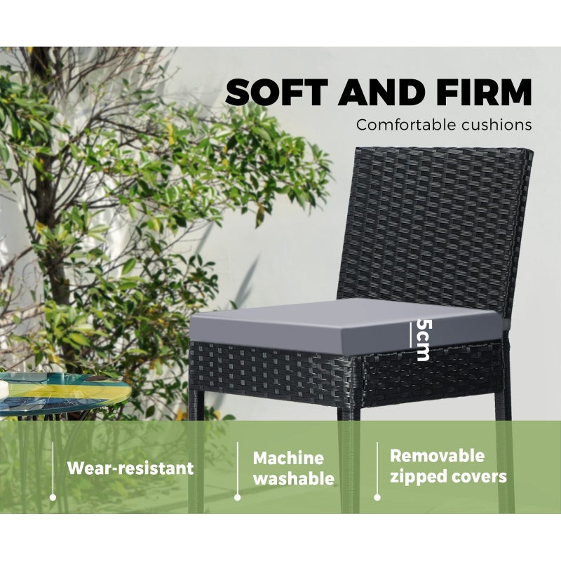 Biso Deluxe Outdoor Rattan Wicker Bar Sets | Weather Resistant Durable Rattan Bar Patio Sets