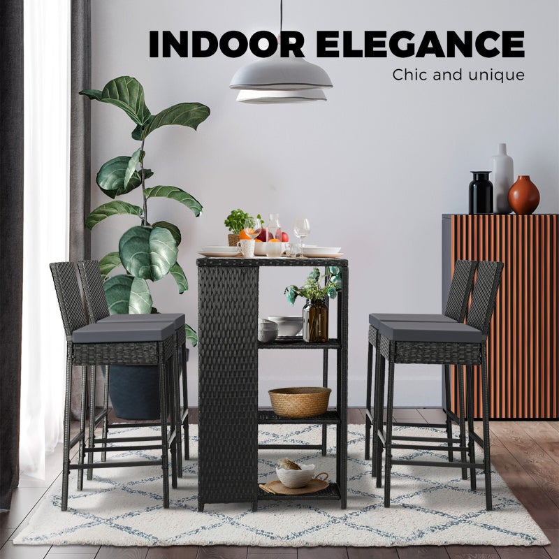 Biso Deluxe Outdoor Rattan Wicker Bar Sets | Weather Resistant Durable Rattan Bar Patio Sets