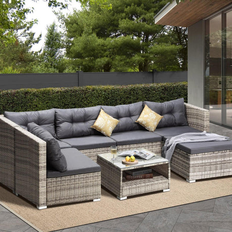 Ariana High Quality Wicker Outdoor Lounge Set | 4 or 6 Seater Modern Rattan Lounge Set with Table