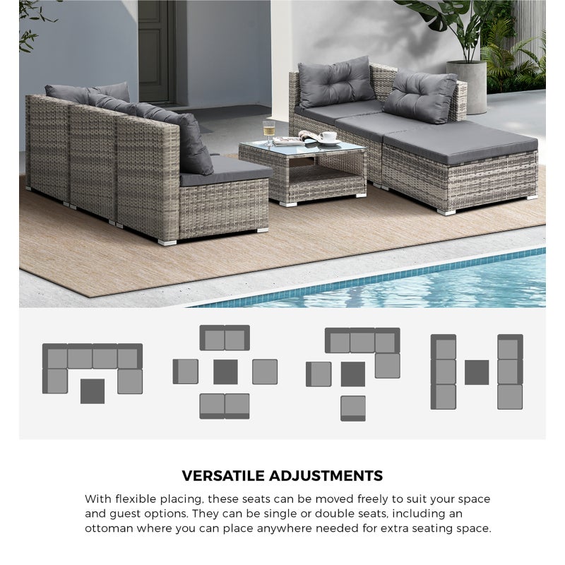 Ariana High Quality Wicker Outdoor Lounge Set | 4 or 6 Seater Modern Rattan Lounge Set with Table