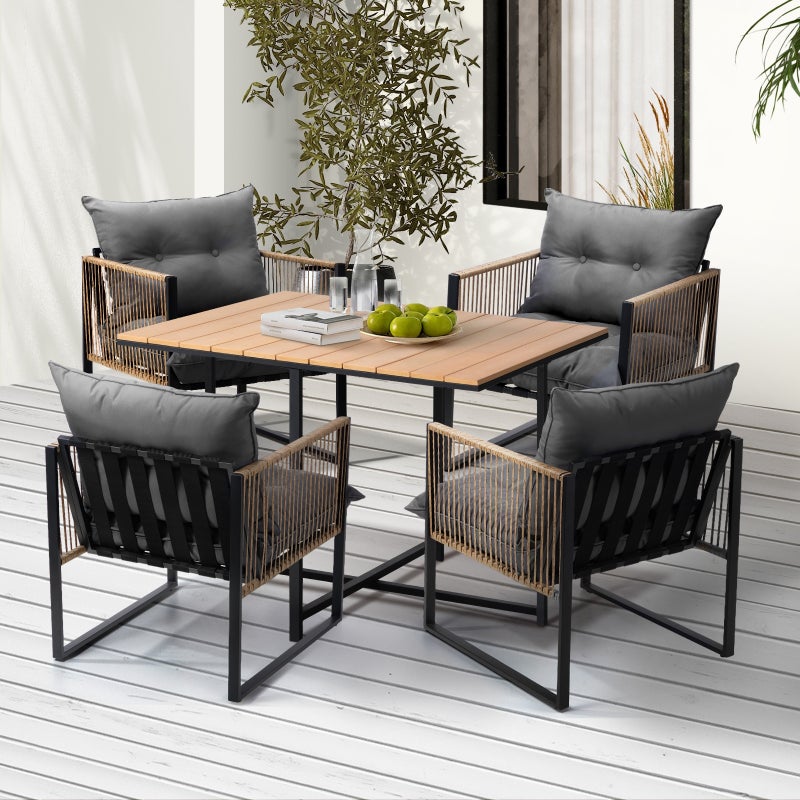 Premium 3 or 5pc Nuvo Table and Chair Outdoor Set | Soft Cushioned Chairs and Table Patio Furniture Set