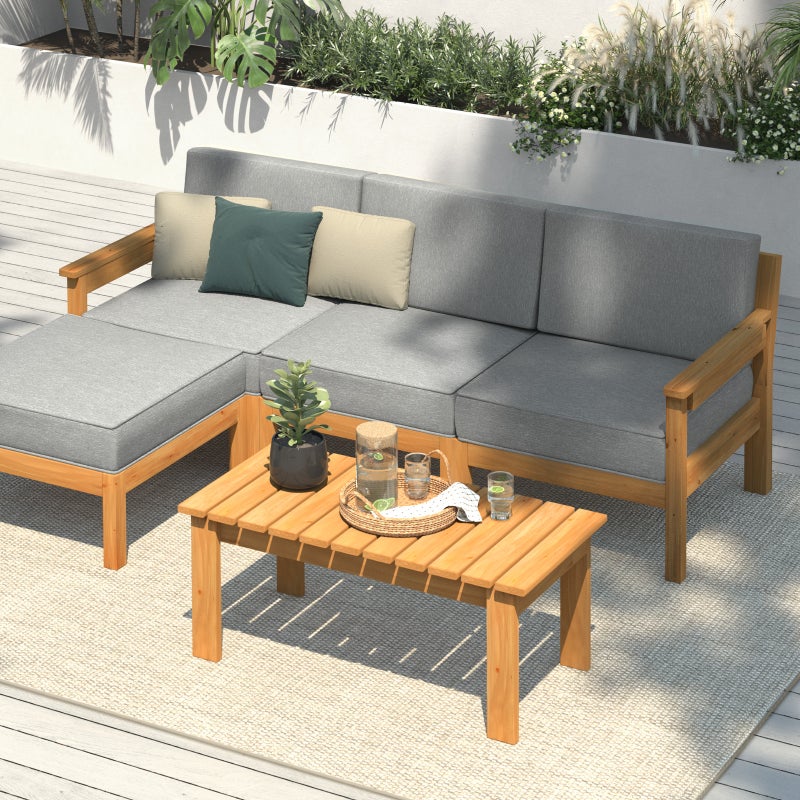 Playa Bonita Wooden Outdoor Lounge Set | Flexi Layout Modern Outdoor Patio Furniture Set
