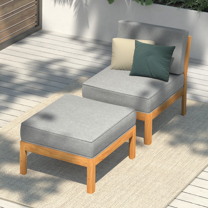 Playa Bonita Wooden Outdoor Lounge Set | Flexi Layout Modern Outdoor Patio Furniture Set