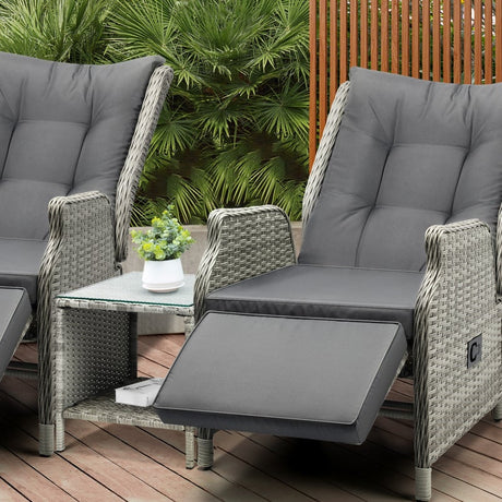 Positano Lux Rattan Wicker Outdoor Lounger Set | Weather Resistant Garden Patio Furniture | Adjustable Cushioned Lounger Sets