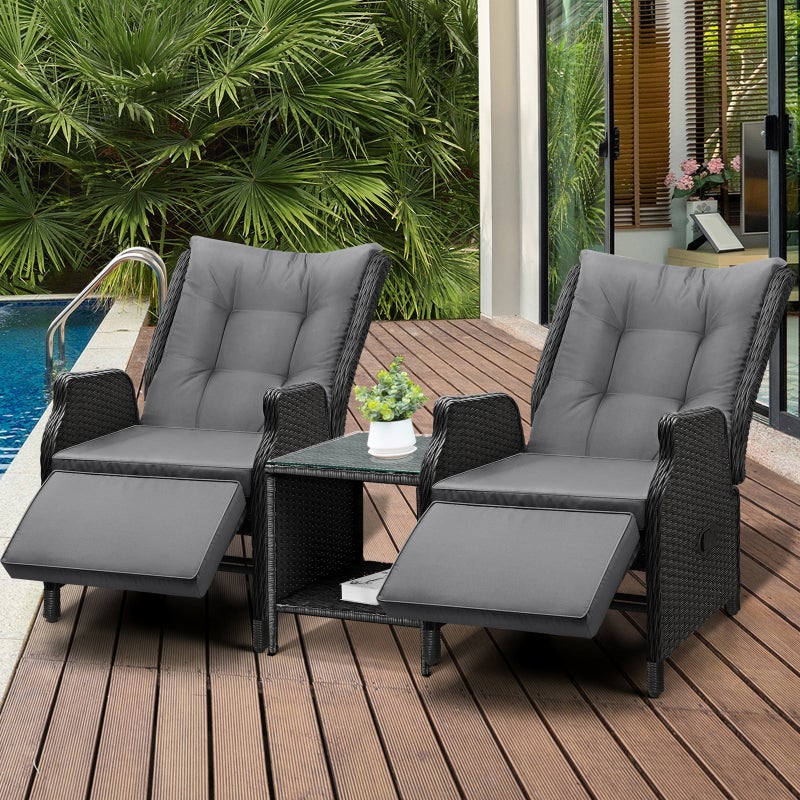 Positano Lux Rattan Wicker Outdoor Lounger Set | Weather Resistant Garden Patio Furniture | Adjustable Cushioned Lounger Sets