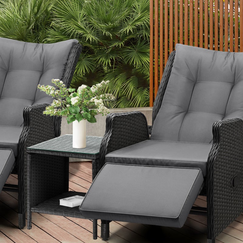 Positano Lux Rattan Wicker Outdoor Lounger Set | Weather Resistant Garden Patio Furniture | Adjustable Cushioned Lounger Sets