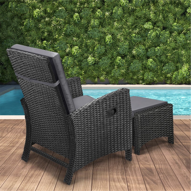 Amalfi Lux Rattan Wicker Outdoor Lounger Set | Weather Resistant Garden Patio Furniture | Adjustable Cushioned Lounger Sets