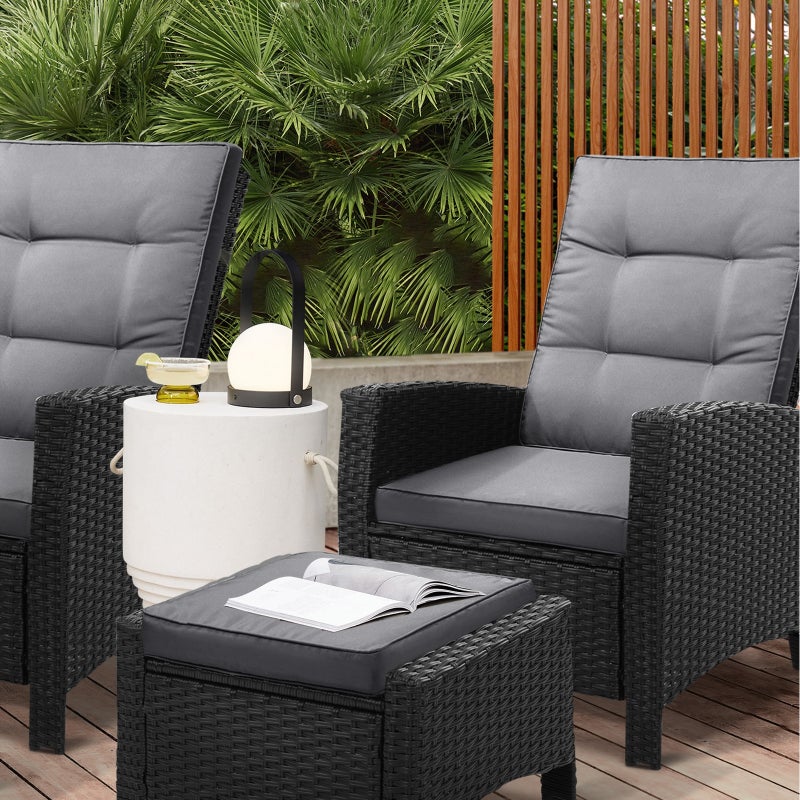 Amalfi Lux Rattan Wicker Outdoor Lounger Set | Weather Resistant Garden Patio Furniture | Adjustable Cushioned Lounger Sets