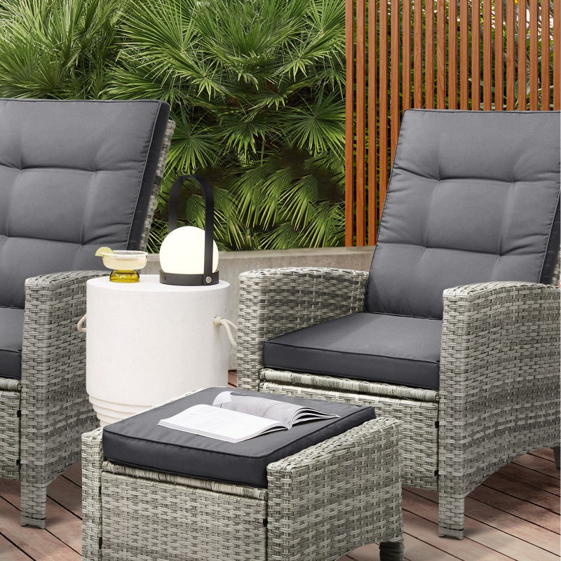 Amalfi Lux Rattan Wicker Outdoor Lounger Set | Weather Resistant Garden Patio Furniture | Adjustable Cushioned Lounger Sets