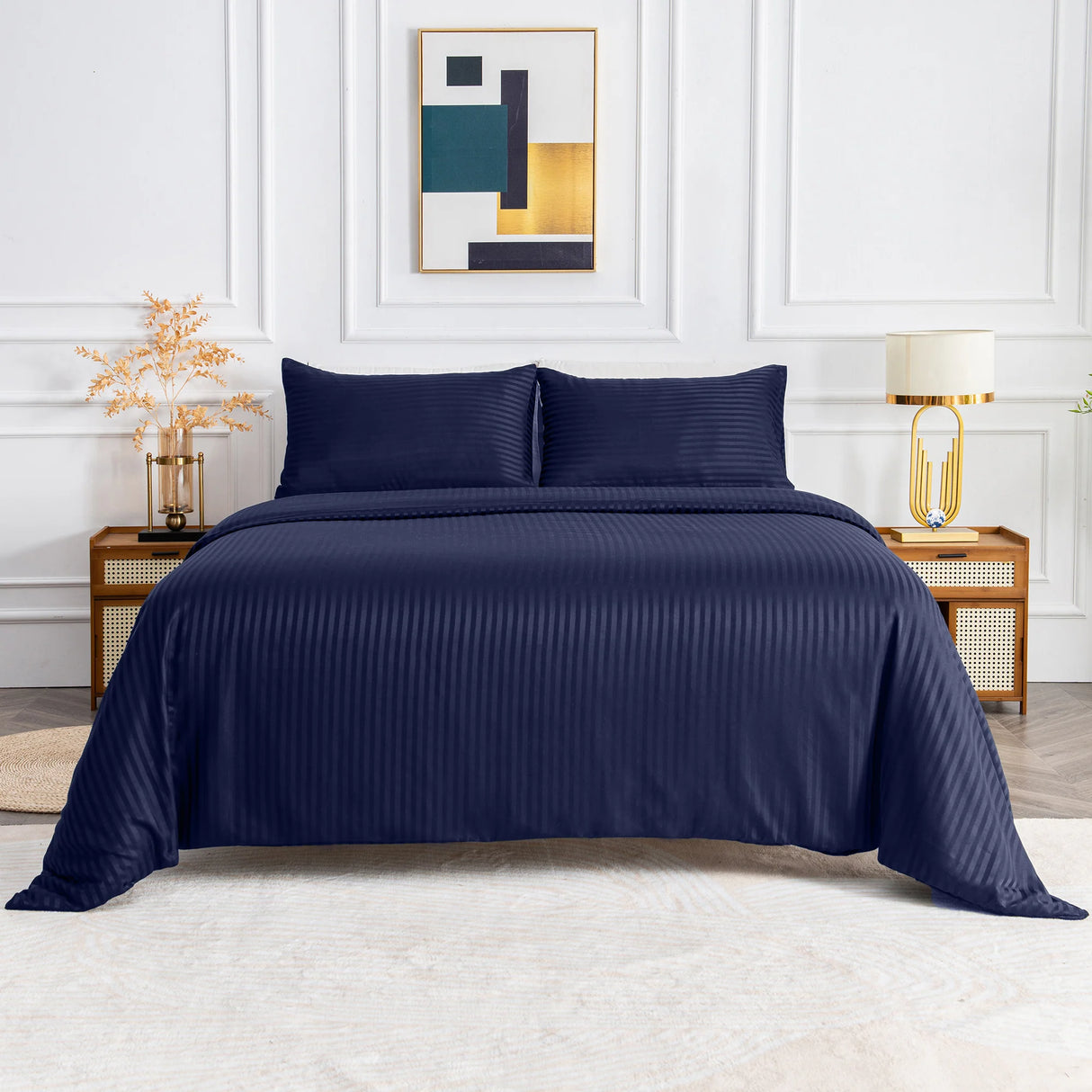 Luxiore 1800TC Super Soft Silky Microfibre Quilt Cover Set | Luxury Pin Stripe Microfibre Duvet Cover Set