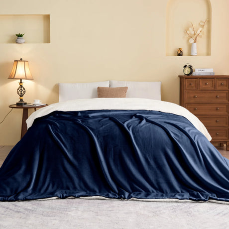 Luxiore Super Warm Soft Mink Flannel Sherpa Fleece Blanket | 480GSM Reversible Two Sided Winter Blanket