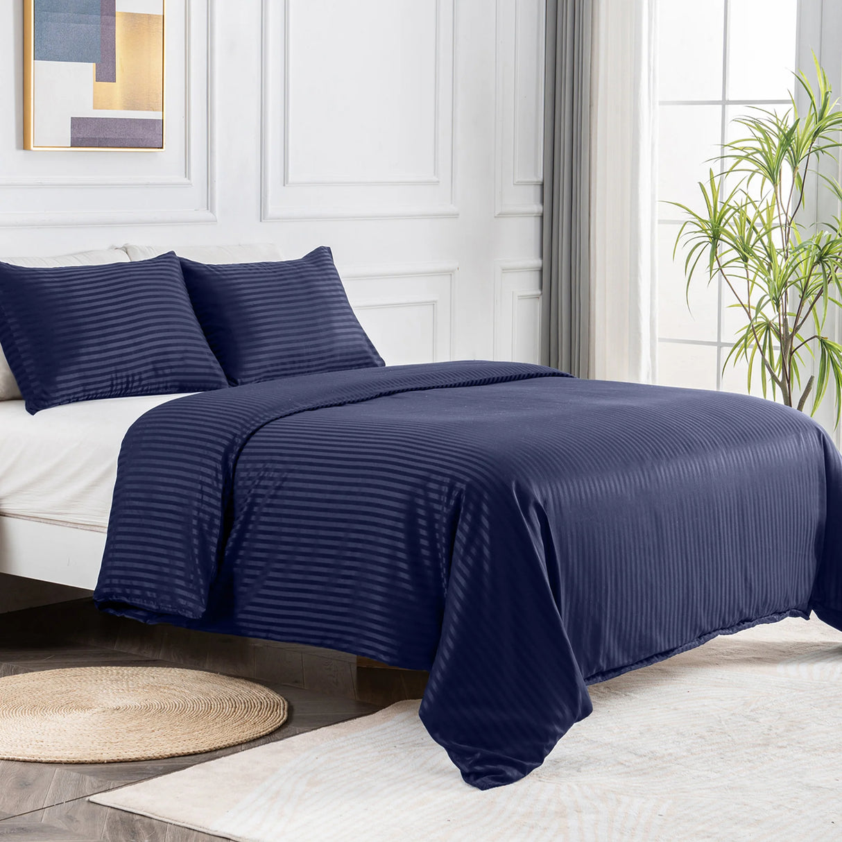 Luxiore 1800TC Super Soft Silky Microfibre Quilt Cover Set | Luxury Pin Stripe Microfibre Duvet Cover Set
