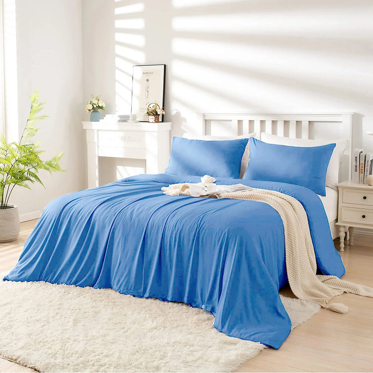 Luxiore 2000TC Breathable Cooling Bamboo Blend Sheet Set | Eco Friendly Anti Wrinkle Bamboo Sheets