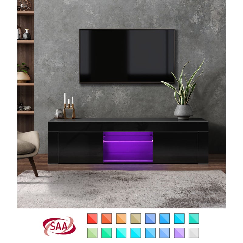 Sansi LED 16 Light TV Cabinet 130cm Entertainment Unit | Hi Gloss TV Unit Stand