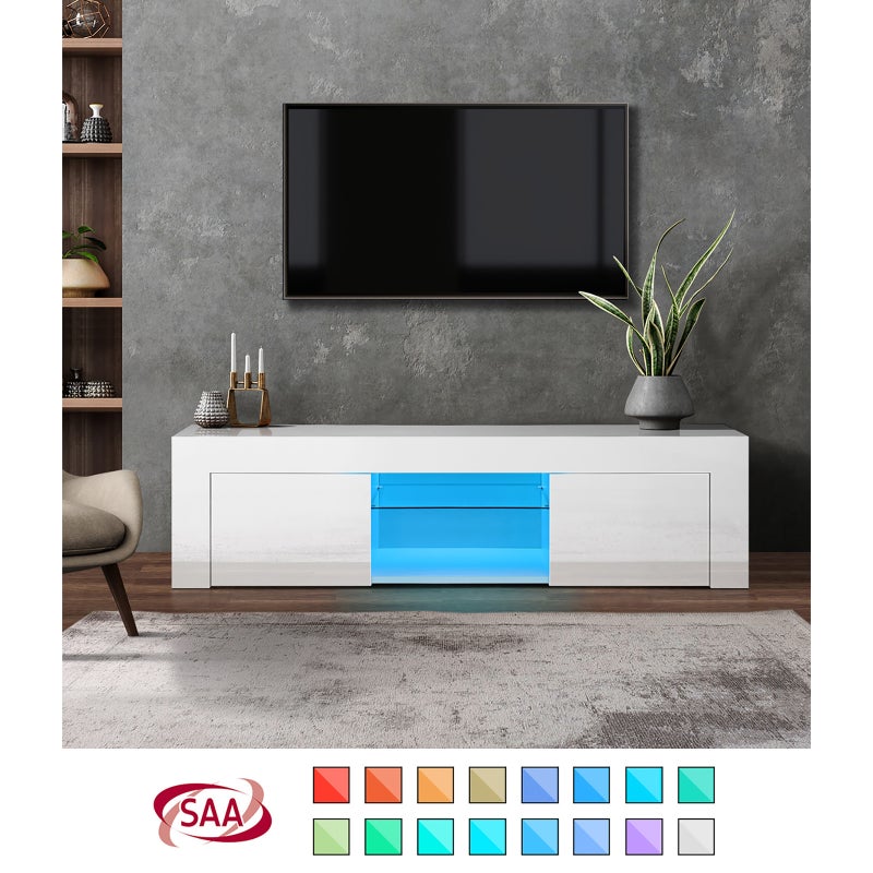 Sansi LED 16 Light TV Cabinet 130cm Entertainment Unit | Hi Gloss TV Unit Stand