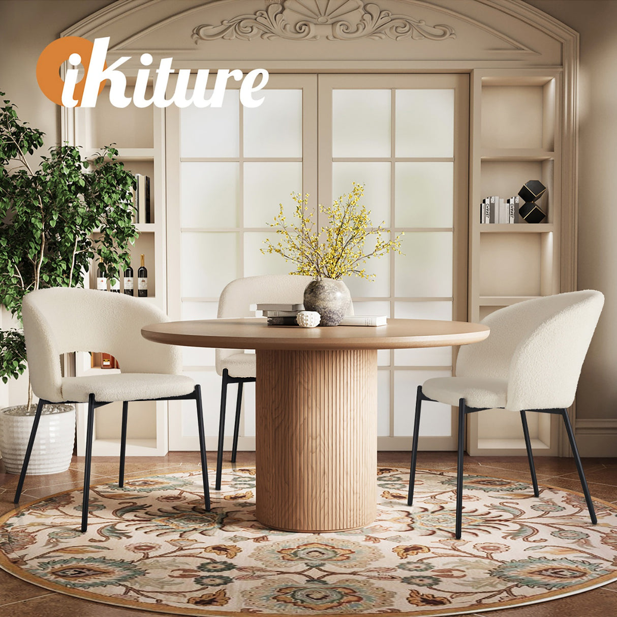 Set of Two Teddy Millie Boucle Fabric Dining Chairs | Premium Boucle or Fabric Dining Chair Set