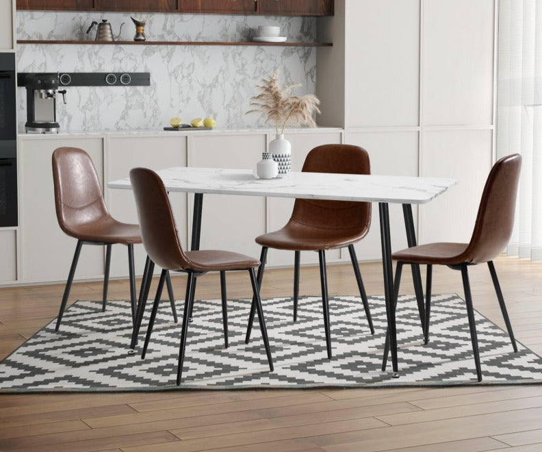 Set of 2 Murano PU Leather Soft Padded Dining Room Chairs | Slim PU Leather Modern Dining Chairs Set