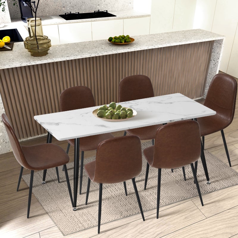 Set of 2 Murano PU Leather Soft Padded Dining Room Chairs | Slim PU Leather Modern Dining Chairs Set