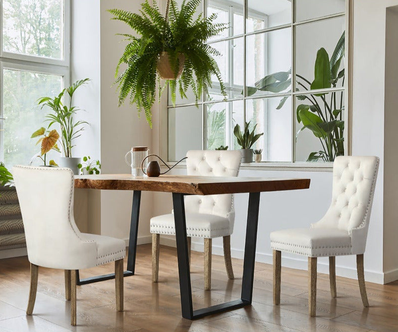 Set of Two Amelia Velet Soft Tufted Dining Chairs | Premium Plush Dining Chairs