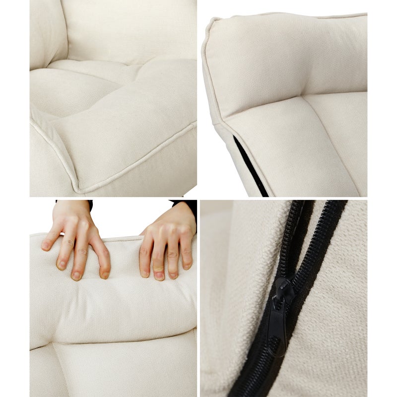 Lana Fabric Lounge Chair And Ottoman Stool | Swivel Seat Recline Extra Soft Armchair and Ottoman Set