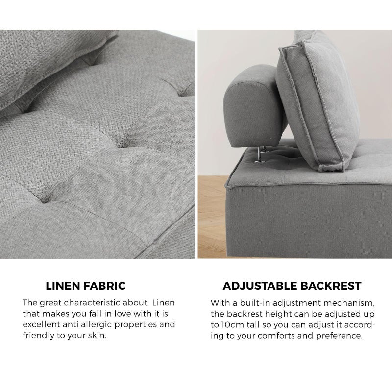 Natuzzo Verstaile Modular Sofa Lounge Set | Adjustable Armless Boucle Fabric Sofa | PU Leather Modular Lounge