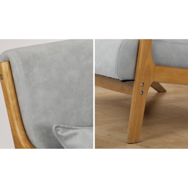 Teramo 2 Seater Accent Couch Lounge Chair | Modern Fabric and Wood Designer Armchair & 2 Bonus Cushions