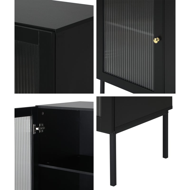 Amaro Nero Tempered Glass Bathroom Cabinet Storage Unit | Multi Storage Laundry or Bathroom Cupboard