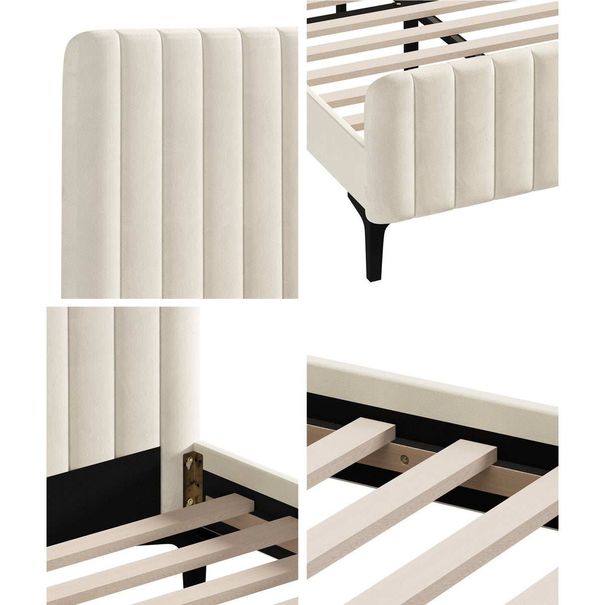 Luxore Velvet Touch Venezia Bed Frame | Modern Premium Soft Plush Beige Velvet Bed