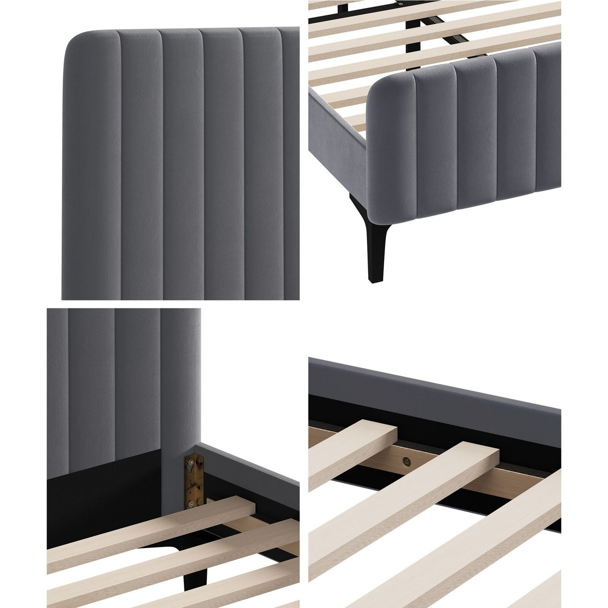 Luxore Velvet Touch Venezia Bed Frame | Modern Premium Soft Plush Grey Velvet Bed