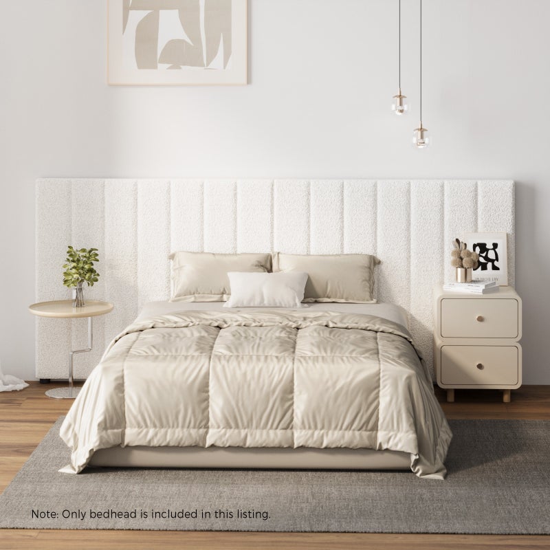 Teddy Milo Boucle Premium Headboard | Soft Touch Snow White Luxury Elegant Bed Head
