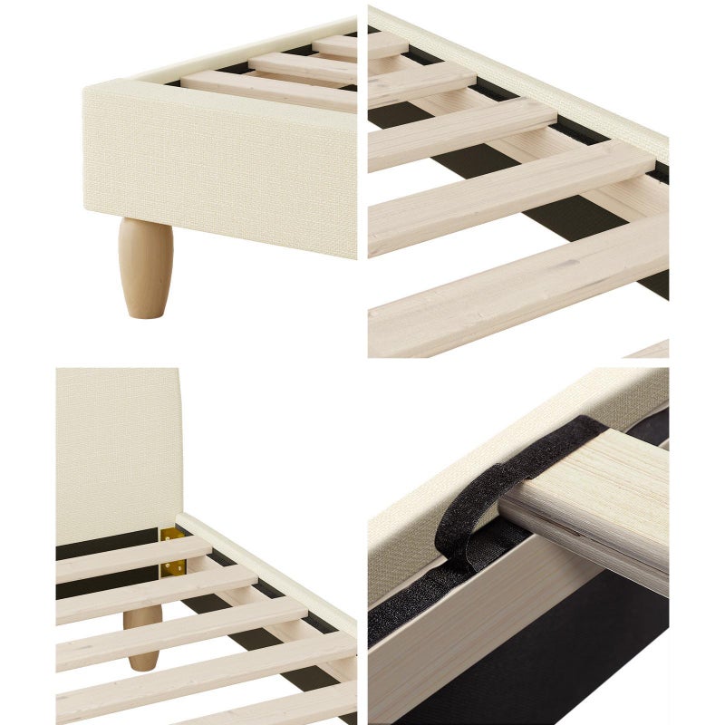 Teddy Millie Beige Fabric Round Bed | Arched Cushioned Touch Beige Upholstered Premium Fabric Bed Frame