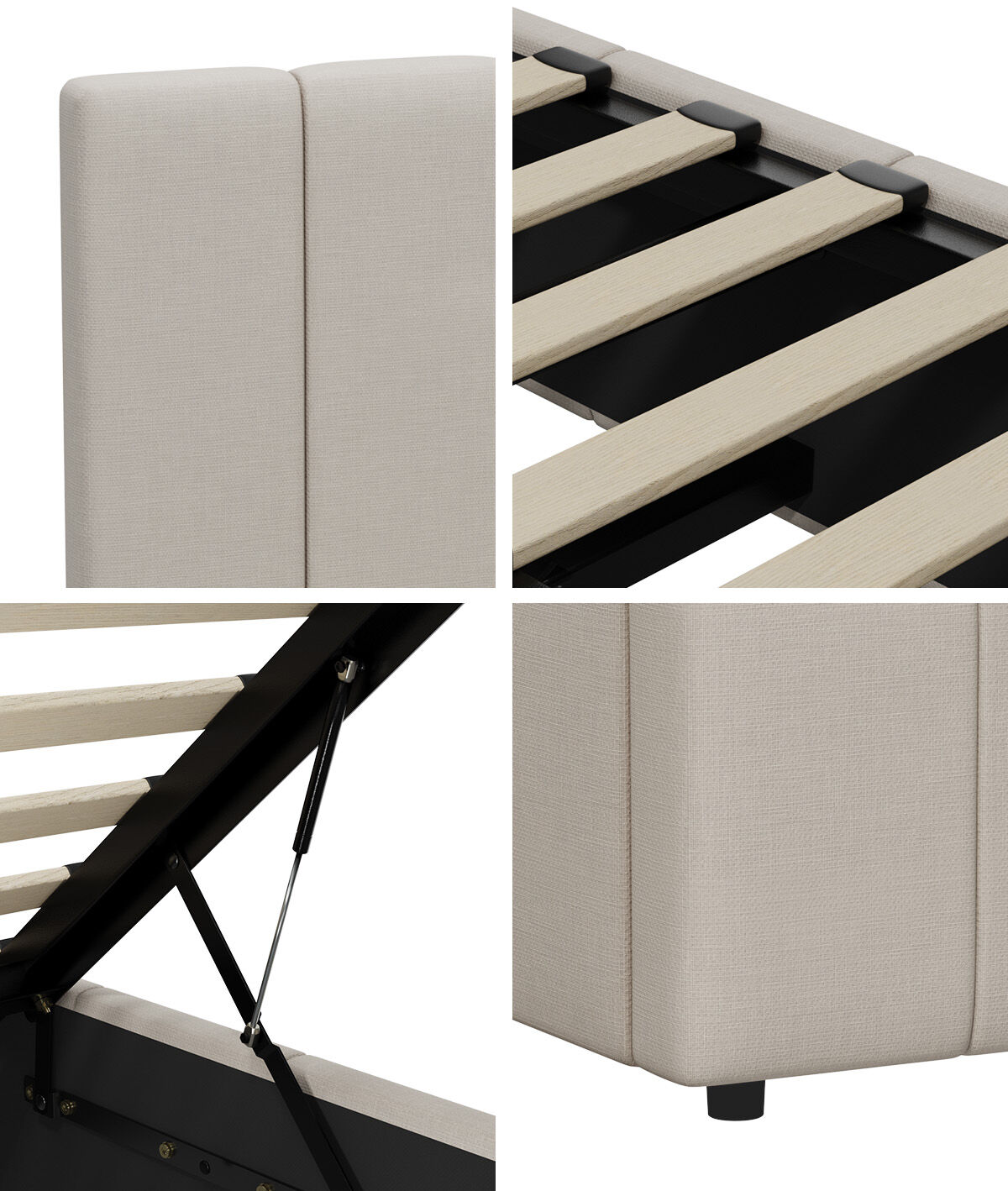 Premium Milano Beige Soft Fabric Gas Lift Storage Bed | Two In One Bed and Storage Combo Bed Frame