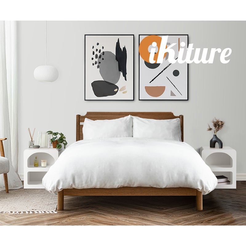 Amaro White Modern Display Shelf Style Bedside Table | Sleek White Storage Nightstand Table