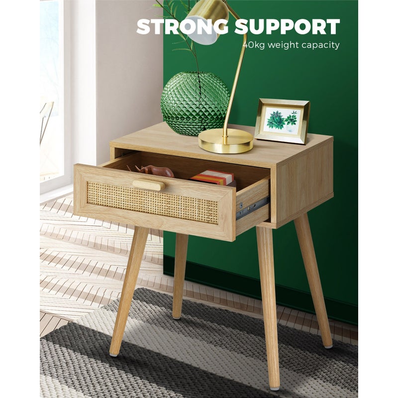 Abruzzi Rattan Modern Bedside Table | Versatile Drawer Nightstand Table