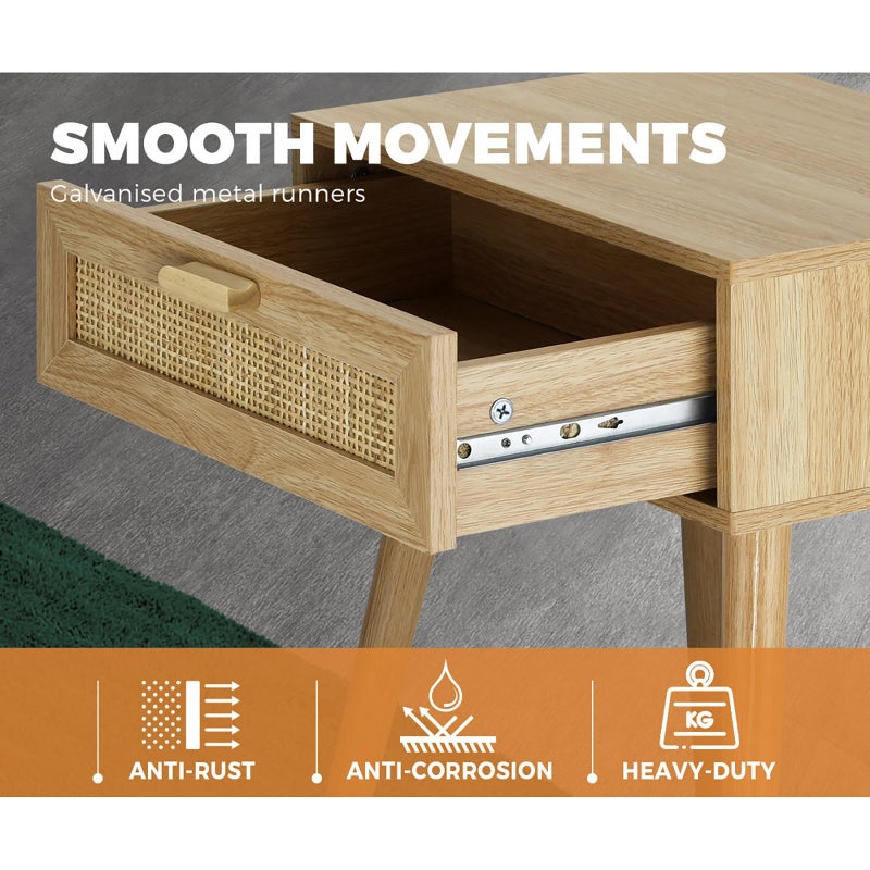 Abruzzi Rattan Modern Bedside Table | Versatile Drawer Nightstand Table