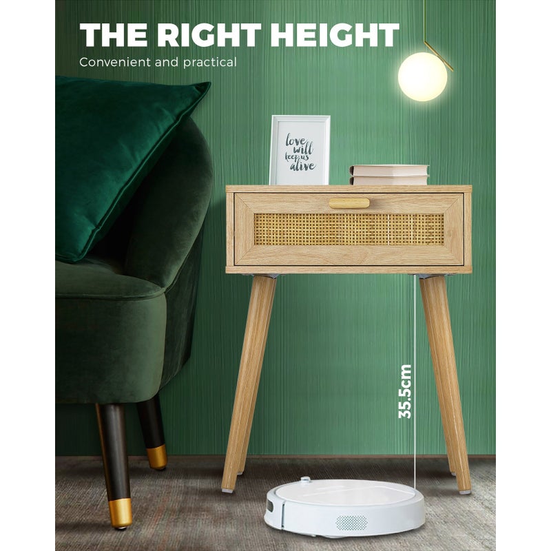 Abruzzi Rattan Modern Bedside Table | Versatile Drawer Nightstand Table