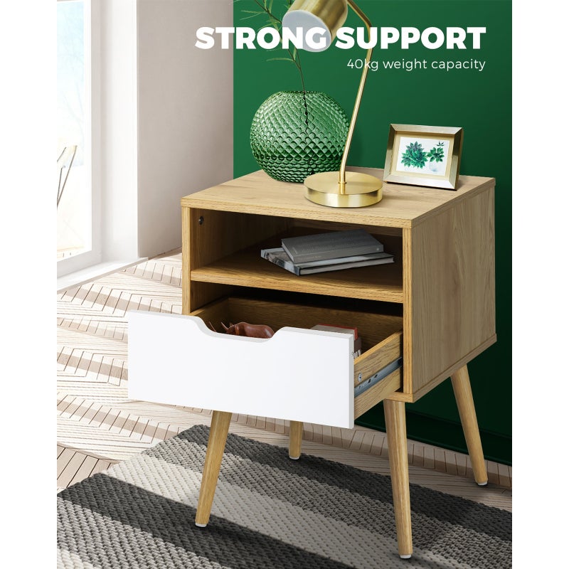 Scandi X Multi Storage Modern Bedside Table | Sleek Versatile Nightstand Table