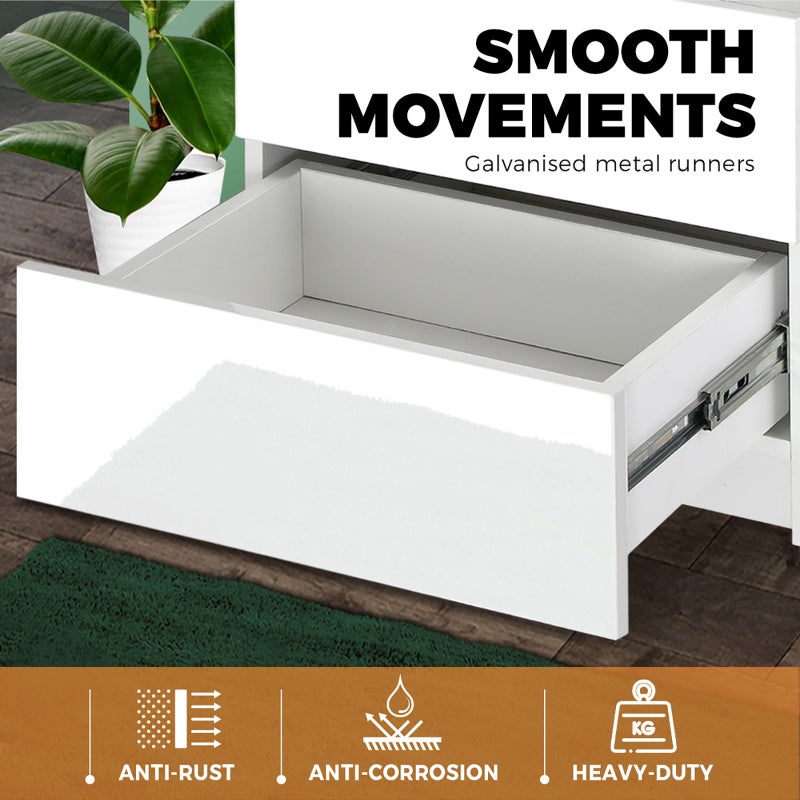 Carlo Supreme LED Multicolour Bedside Table | Modern Glossy Lift Storage Nightstand Bedside Unit