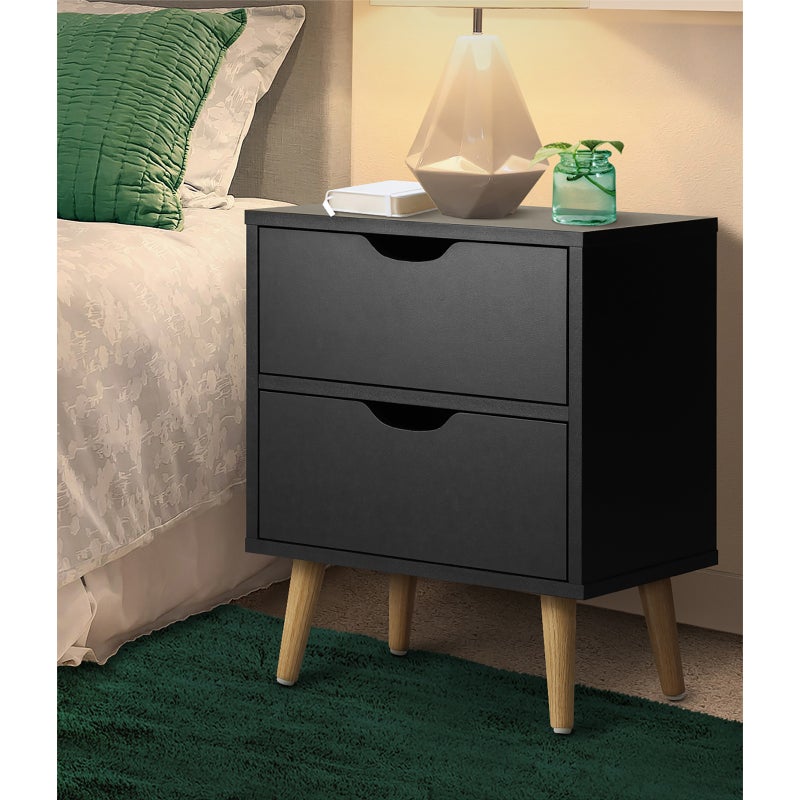Nordi 2 Draw Wooden Bedside Table | Slim Scandi Style Wooden Bedside Table Unit