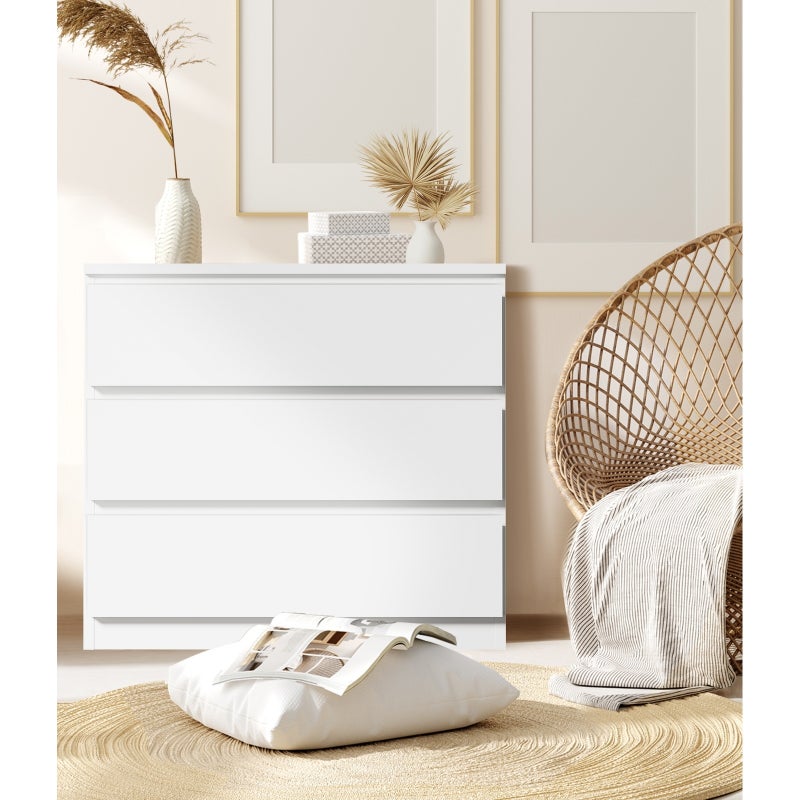 Santori Blanco Modern Chest Of Drawers Storage Cabinet | Elegant White Wooden Tallboy