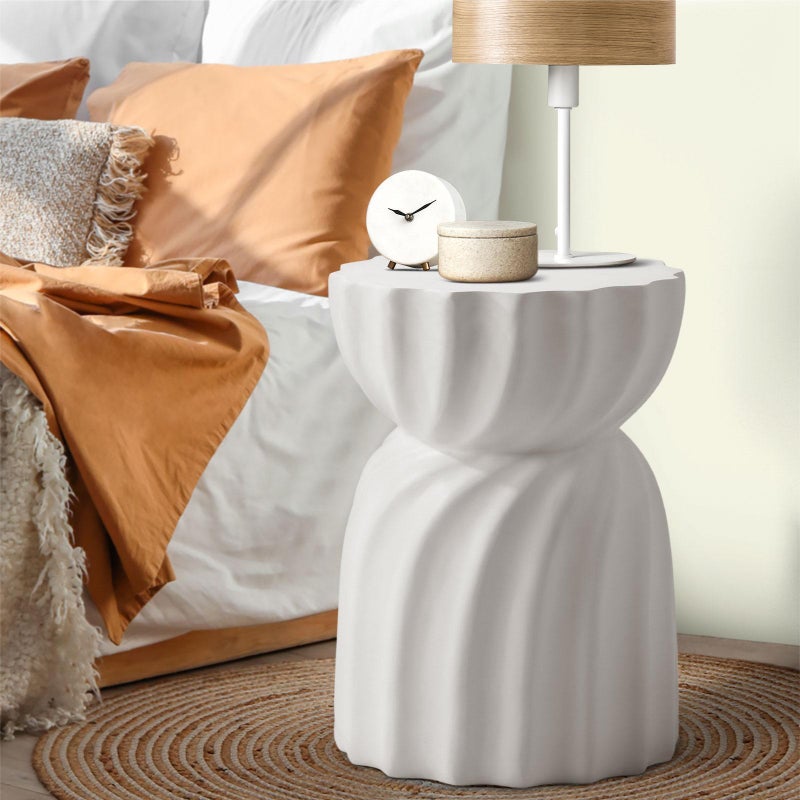 Terzzi Two In One Concrete Hourglass Stool or Bedside Table | Indoor Outdoor Modern Side Table Stool