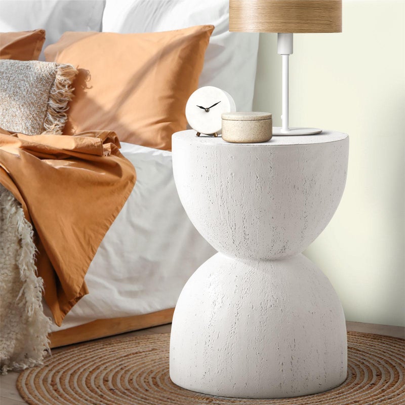 Terzzi Two In One Concrete Hourglass Stool or Bedside Table | Indoor Outdoor Modern Side Table Stool
