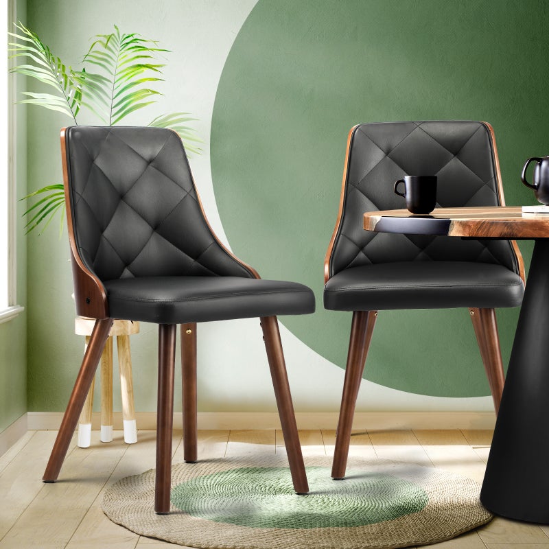 Set of 2 Gianni Deluxe Padded Dining Room Chairs | Wooden Back Padded Modern Dining Chairs