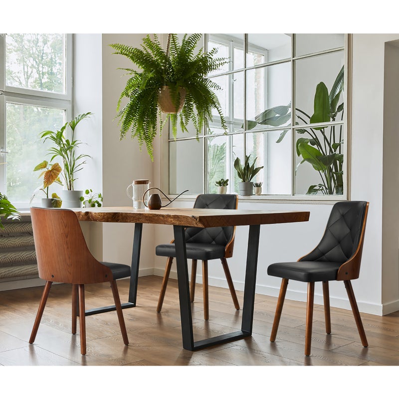 Set of 2 Gianni Deluxe Padded Dining Room Chairs | Wooden Back Padded Modern Dining Chairs