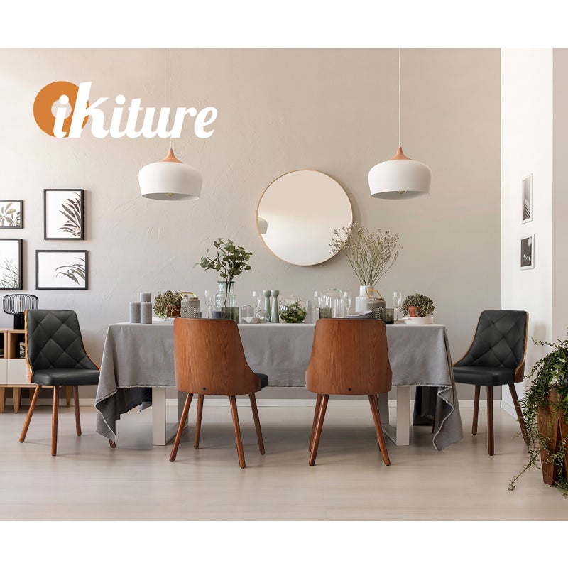 Set of 2 Gianni Deluxe Padded Dining Room Chairs | Wooden Back Padded Modern Dining Chairs