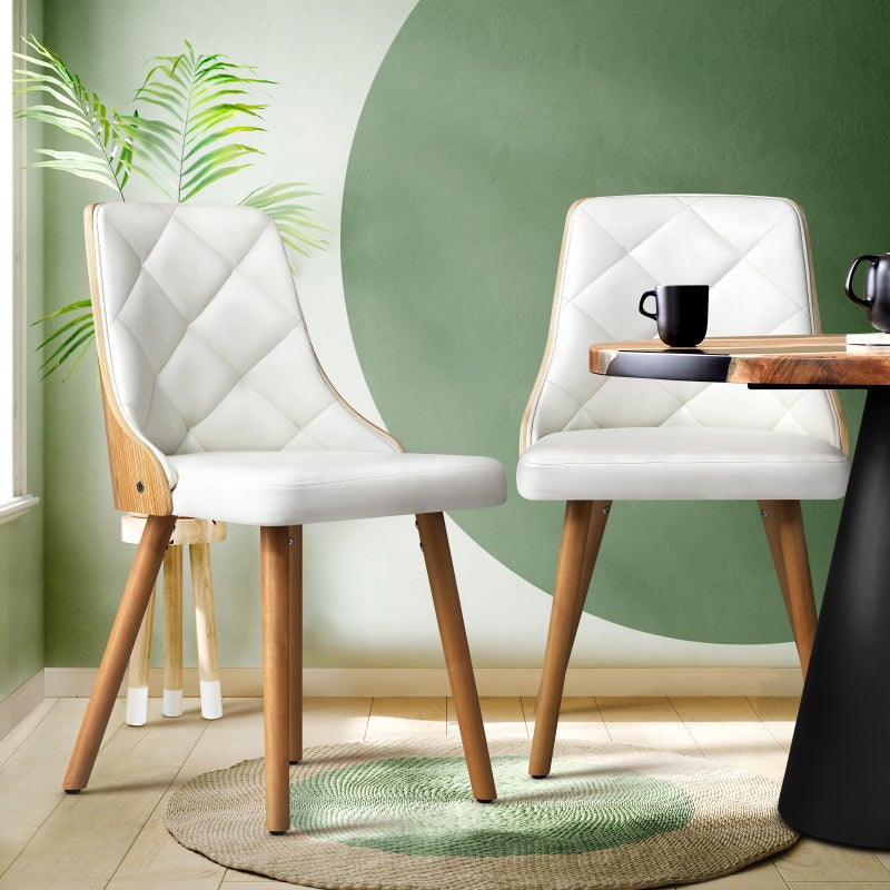 Set of 2 Gianni Deluxe Padded Dining Room Chairs | Wooden Back Padded Modern Dining Chairs