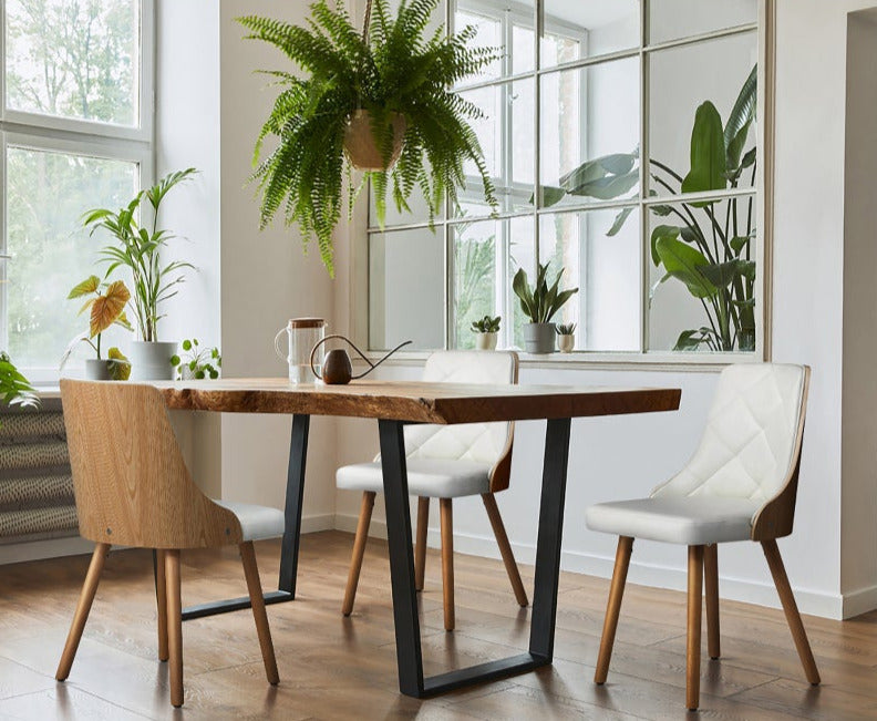 Set of 2 Gianni Deluxe Padded Dining Room Chairs | Wooden Back Padded Modern Dining Chairs